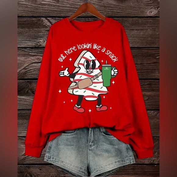 Christmas Sweatshirt & Earrings - NEW - Fits sizes 16-18 - Picture 2 of 5